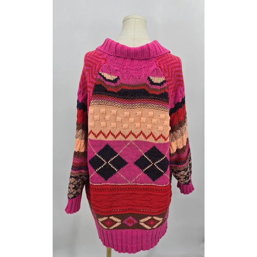 Free People Indie Festival Cottagecore Argyle Smile Cardi‎